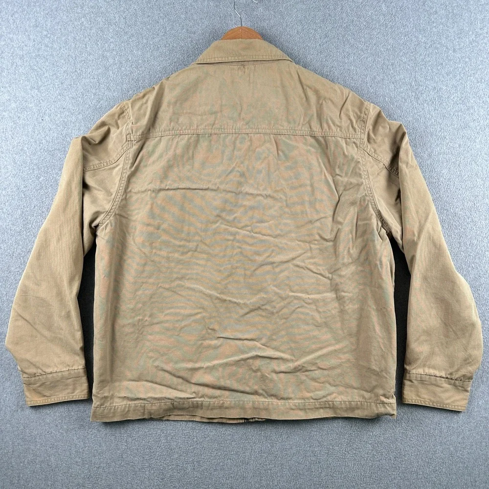 Eddie Bauer Jacket Mens L Tan‎ Canvas Full Zip Corduroy Lined Workwear Outdoor